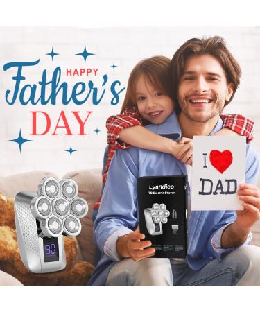 Lyandieo 7D Head Shaver for Bald Men - Waterproof Electric Razor with Nose Hair Trimmer, LED Display, Rechargeable - Silver - Buy Online on GoSupps.com