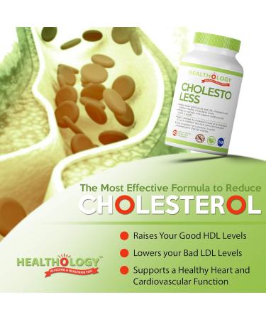 Healthology CHOLESTO-LESS | Cholesterol Supplement | Lowers LDL with Beta-Sitosterol (Plant Sterol Ester) Red Yeast Rice Ubiquinol (Active CoQ10) | Supports Healthy Heart and Cardiovascular Function - Buy Online on GoSupps.com