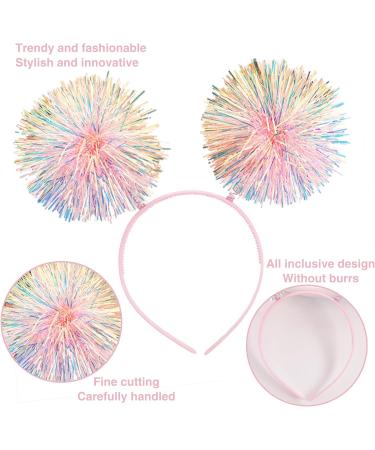 Pom Pom Headband Tinsel Headband Fashion Fluffy Ball Hair Loop Personalized Pom Pom Head Bopper Furball Hair Accessories for Birthday Party Christmas Party Stage Performances (Pink) - Buy Online on GoSupps.com