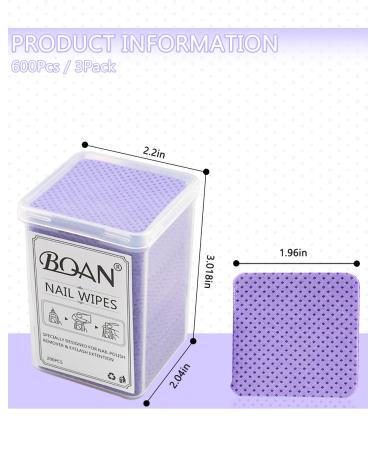 Buy 600 PCS Lint Free Nail Wipes & 5 PCS Soak Off Clips | BQAN Nail Polish Remover Pads for Extensions - Pink & Purple - Buy Online on GoSupps.com