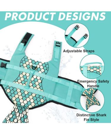 Emust Dog Life Jacket | Adjustable Water Safety Vest for Small Medium & Large Dogs | Green Mermaid Design with Rescue Handle - Buy Online on GoSupps.com