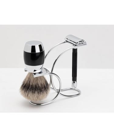Buy Merkur Long Handled 3-Piece Shaving Set - Premium Black Shaving Kit for an Effortless Grooming Experience | International Shipping Available - Buy Online on GoSupps.com