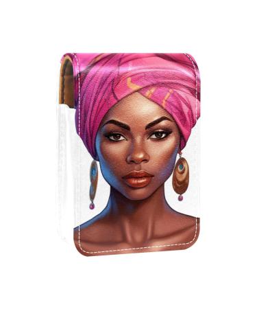 Lipstick Case Leather Lip Gloss Lipstick Organizer with Mirror Mini Lipstick Holder Bag African American Women Ethnic Girl I069z0yzjg