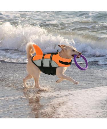 Alagirls Dog Life Jacket - Adjustable Floatation Vest for Large Dogs | Ripstop Lifeguard Pet Vest with Reflective Stripes - XS Size (33-43cm) - Orange/Gray - Buy Online on GoSupps.com