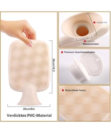 2L Heat Bottle with Cover & Kangaroo Pocket | Hot Water Bottle for Pain Relief & Fever - Ideal for Kids & Adults (Brown) - Buy Online on GoSupps.com