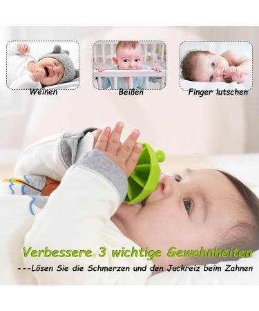 Bite Ring Baby | Umbrella Bite Ring with Suction Foot | BPA-Free Silicone Teething Toy for Boys & Girls | Safe & Durable Green Chicken Tool - Buy Online on GoSupps.com