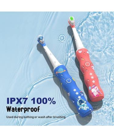 Kids Sonic Electric Toothbrush with LED Light | 3 Cleaning Modes & Timer | Rechargeable & Waterproof | 2 Soft Bristles | Ages 3+ - Blue - Buy Online on GoSupps.com