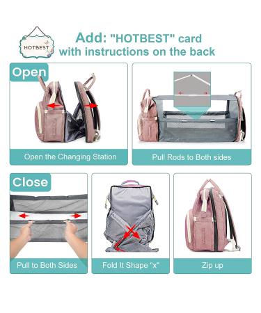 3-in-1 Diaper Bag Backpack for Baby Essentials - Pink | Portable Convertible Travel Bag for Newborn Registry & Baby Shower Gifts | Ideal for Girls, Boys, Moms, Dads - Buy Online on GoSupps.com