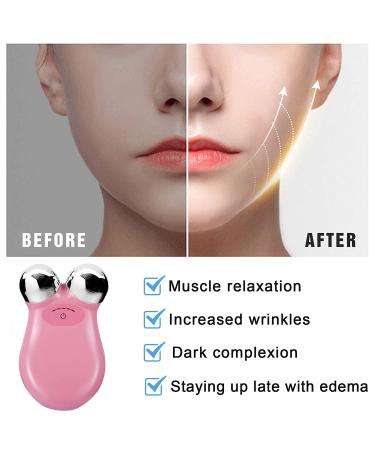 2023 New Microcurrent Face Roller - Lift and Tighten Skin | USB Mini Facial Rejuvenation Device in Pink - Buy Online on GoSupps.com