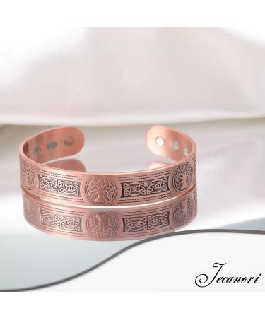 Jecanori Copper Magnetic Bracelet for Men - Triple Tree of Life Pattern - Adjustable Size Cuff Bangle with 12 Strong Magnets - Gift Box Included - Buy Online on GoSupps.com