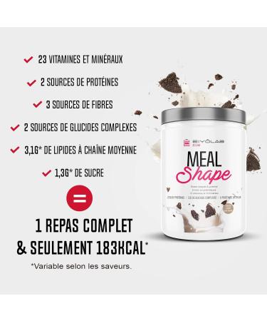 MEAL SHAPE | Meal Replacement Drink | 25g Protein Fiber (Oats - Sweet Potato - Psyllium) Vitamins and Probiotics | Low Sugar | 183 Kcal Cookies & Cream | Gluten Free | Eiyolab - Buy Online on GoSupps.com