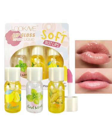 Hongjingda Lip Plumper Shine Ginger Tinted Color-Changing Lip Oil - Shine Light Temperature Color Changing Lip Stain Lip Balm Long-Lasting Lips That Don't Dry Out Easily