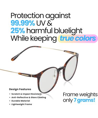 Blue Light & UV Blocking Computer Glasses Aura Modern Style Lightweight Anti-Glare Unisex Tortoise - Buy Online on GoSupps.com