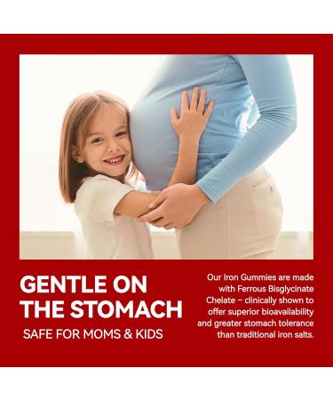 Iron Supplement Gummies with Lactoferrin Vitamin C B6 B12 & Zinc Gentle Vegan Sugar-Free Supports Healthy Blood Immune Health & Energy for Women Men & Kids Mixed Berry Flavor 60 Count Mixed Berry 60 Count (P  - Buy Online on GoSupps.com