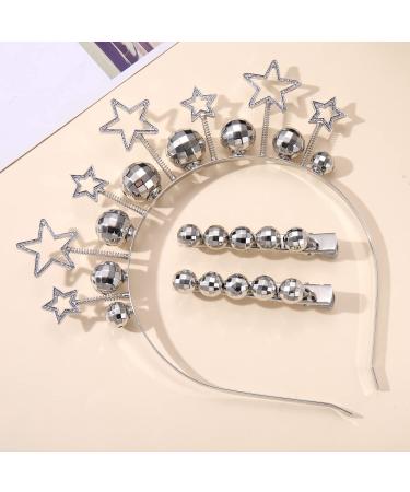 Disco Ball Headband Hair Clips - Vintage Rhinestone Star Mirrorball Hairband Tiara for Party Favor & Decor - Unique Hair Accessories (Barrettes) - Buy Online on GoSupps.com