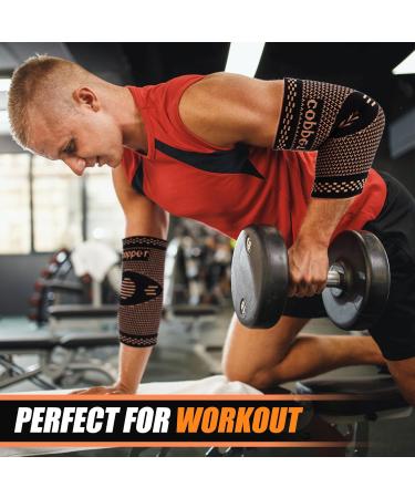 2 Pack Copper Elbow Bandages for Arthritis & Tendon Inflammation - Professional Tennis & Golfer's Arm Support for Men & Women (XL) - Buy Online on GoSupps.com