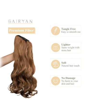 50cm Golden Brown Curly Ponytail Hair Extensions - Synthetic Claw Clip-In Braid for Women - Buy Online on GoSupps.com