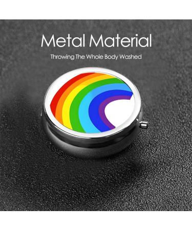 Rainbow Printed Round Pill Box - Portable 3 Compartment Organizer for Travel & Vitamins - Buy Online on GoSupps.com