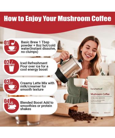 ClarivyHealthora Mushroom Coffee Mushrooms Herbal Supplements for Better Focus Energy Digestion Skin and Immunity 30 Servings - Buy Online on GoSupps.com