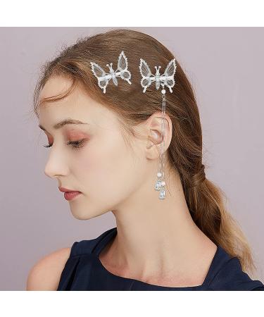 Elegant Tassel Butterfly Hairpin Set - 8 Pcs Antique Metal Barrettes for Women and Girls - Gold & Silver Butterfly Clips - Fashionable Hair Accessories - Buy Online on GoSupps.com