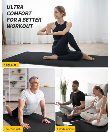 CAMBIVO Extra Long Yoga Mat for Women and Men - Non Slip Exercise Mat for Pilates, Fitness, Barefoot Workouts - 84 x 30 x 1/4 - Home Gym Studio - Black - Buy Online on GoSupps.com