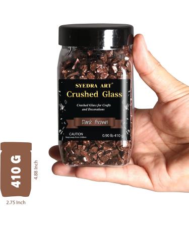 Syedra Crushed Glass for Crafts - High Luster Metallic Glitter Bulk Decoration - 410G Dark Brown - 3-6mm - Buy Online on GoSupps.com
