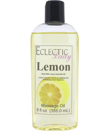 All Natural Lemon Massage Oil 4 oz 100% Natural Ingredients with Sweet Almond & Jojoba Oil Relaxing Scent for Men & Women 4 Ounce