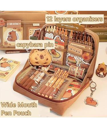 Flip Top Pencil Case Capybara Pencil Case Capybara Transparent Children's Pencil Case Multi-Layer Large Capacity Capybara Pencil Case (Brown) - Buy Online on GoSupps.com