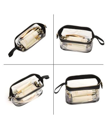 Clear Makeup Bags - Small Travel Cosmetic Bag Waterproof Transparent TSA Approved Toiletry Pouch for Women - Black - Buy Online on GoSupps.com