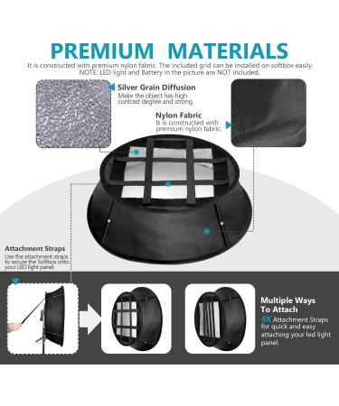 Neewer Collapsible Softbox Diffuser for 480/660/530 LED Panels - 11.5x11.5in Opening - Strap Attachment & Carry Bag - Ideal for Studio & Video Shooting - Buy Online on GoSupps.com