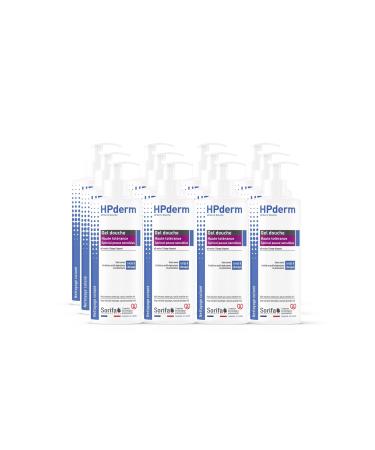 Sorifa Laboratory 12 pieces HPderm shower gel high color power 2in1 body and hair especially for sensitive skin tattoos weakened hair frequent use pH neutral without soap pump 500 ml