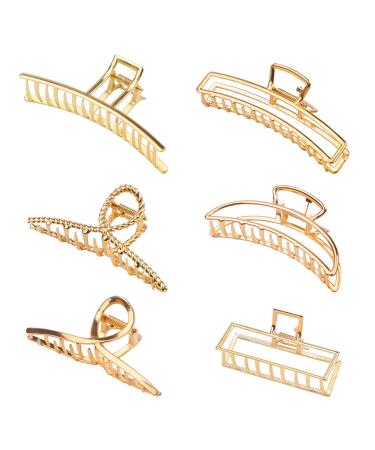 6 pieces of clips hair clips for women girl metal golden slipproof big hair claw clip slipproof hair clips with strong hold crescent crowds for thick thin hair
