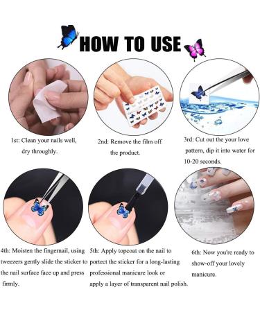 30 Sheets Butterfly Nail Art Stickers | Water Transfer Decals for Women | Manicure Tips Wraps Decorations Kit - Buy Online on GoSupps.com