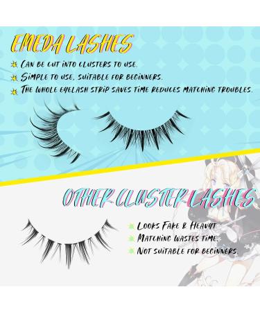 Emeda Manga Eyelashes - 10 Pairs of Anime False Lashes for Cosplay | Japanese Transparent Band Lashes (EM 05) - Shop Internationally - Buy Online on GoSupps.com