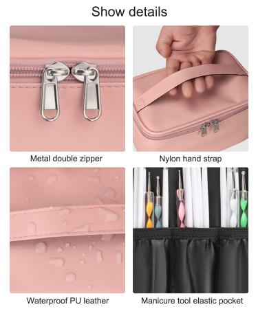 Pink Nail Polish Travel Case with Compartment Organizer - Manicure Set Accessories Bag - Buy Online on GoSupps.com