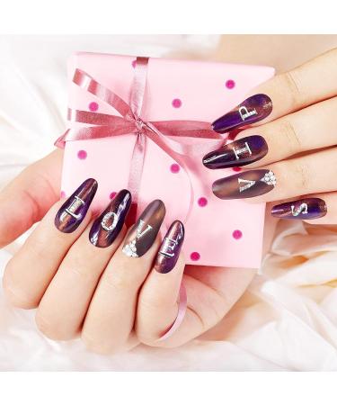 PAGOW Rhinestone Letters Nail Studs - 52Pcs Silver 3D Capital Alphabet Metal Art for DIY Manicure and Crafts - Buy Online on GoSupps.com