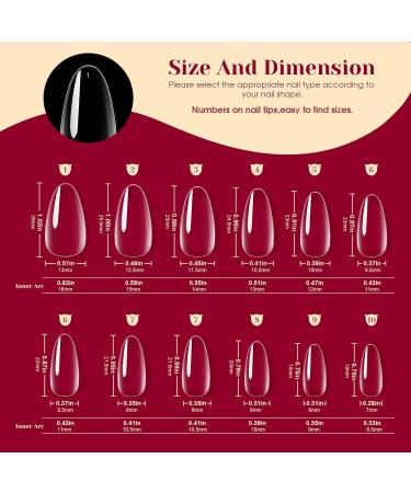 Rosalind Clear Nail Tips 504 Pack - Medium Almond Fake Nails for Gel & Acrylic - 12 Sizes - Transparent Full Coverage - Buy Online on GoSupps.com