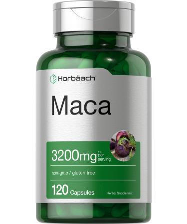Horbäach Maca Root Capsules High Potency Extract for Men and Women Non-GMO and Gluten Free Formula 4800mg - 120 Capsule