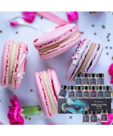 Smalltongue 14 Color Edible Glitter Set - Food Quality Gloss Dust for Cakes Drinks & Cocktails - Buy Online on GoSupps.com