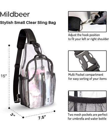 Mildbeer Small Clear Sling Bag - Stadium Approved Transparent Bag for Concerts, Festivals, Sports Games & Work - Black - Buy Online on GoSupps.com