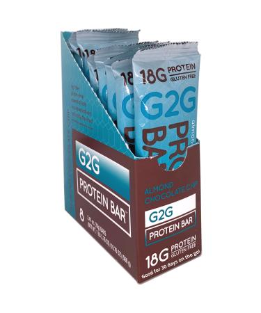 G2G Protein Bar, Almond Chocolate Chip, Real Food Ingredients, Refrigerated for Freshness, Healthy Snack, Delicious Meal Replacement, Gluten-Free, 8 Count (Pack of 8) 2.47 Ounce (Pack of 8)