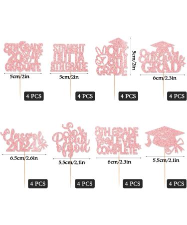 JKQ 32 Pieces 8th Grade Grad Cupcake Toppers Rose Gold Glittery Eighth Grade Graduation Cupcake Decorations 2024 Peace out 8th Grade Cupcake Picks for Middle School Grad Party Cupcake Decorations - Buy Online on GoSupps.com