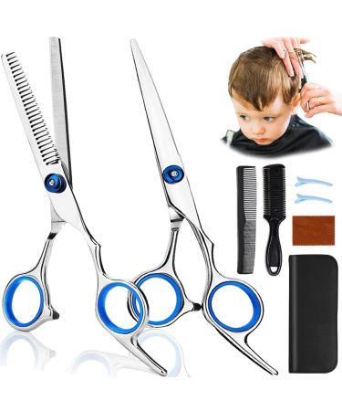 Professional Hair Scissors Set, Teeth Thinning Shears Trimming Hairdressing Stainless Steel Razor Edge Hair Cutting Kit for Barber Salon Home DIY Haircuts Man Woman Adults Kids Babies Pets 7 Pack