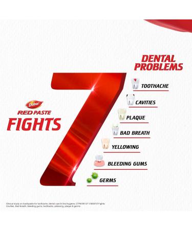 FG Dabar's Red Toothpaste - 800g (200gx4) | Fluoride Free | Ayurvedic Herbal Formula for Bad Breath Cavity Protection & Plaque Removal | Whole Mouth Health - Buy Online on GoSupps.com