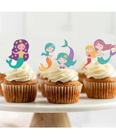 36 Pieces Mermaid Cupcake Toppers Mermaid Birthday Party Cupcake Picks Cake Decorations for Under The Sea Baby Shower Birthday Party Decorations Supplies - Buy Online on GoSupps.com