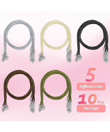 Paxcoo 50Pcs Necklace Cord with Clasp - 24 Inch Waxed Cotton Cord for Jewelry Making Supplies - Buy Online on GoSupps.com