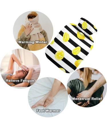 NAANLE Striped Lemon Heat Bottle - 1L Transparent Hot Water Bottle with Cover for Bed & Pain Relief - Ideal for Heat & Cold Therapy - Buy Online on GoSupps.com