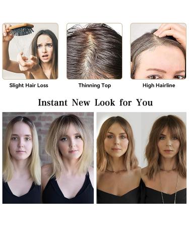 HAIRCUBE Remy Human Hair Topper for Women - 12in Ombre Ash Blonde, Swiss Lace Base, Thinning Hair Cover, Hand-Tied Hair Piece - Buy Online on GoSupps.com