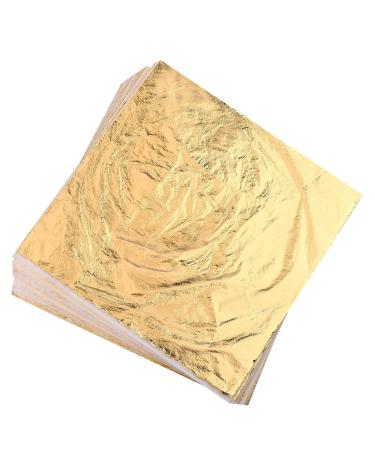 100pcs Imitation Gold Leaf for Arts, Gilding Crafting, Painting, Furniture Decoration, Imitation Gold Foil Sheets 5.5" x 5.5" (Gold-100pcs)
