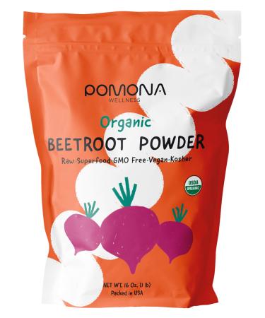 Pomona Wellness Organic Beetroot Powder Superfood Raw Vegan & Non-GMO Nitric Oxide Booster Beet Pre Workout Powder Natural Nitrates for Energy Support & Immune System USDA Organic 1 lb Bag